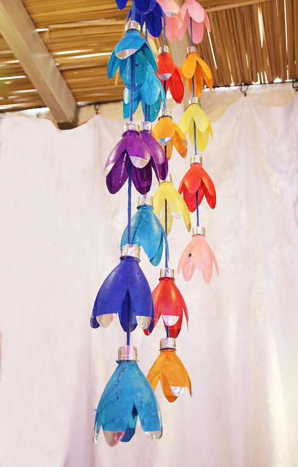 Recycled Bottle Flower Rainbow Mobile . Add a personalized touch to your baby's playroom with this DIY bottle flower rainbow mobile tutorial.