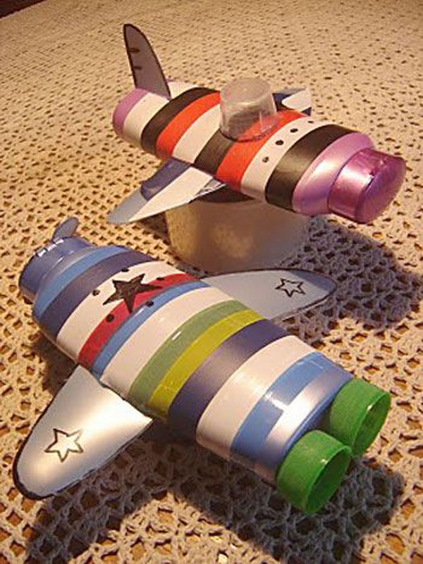 Toy Airplanes Made from Empty Lotion or Shampoo Bottles. If your baby boy has his heart set on airplanes, then make some out of empty lotion or shampoo bottles with his little hands. See more from 