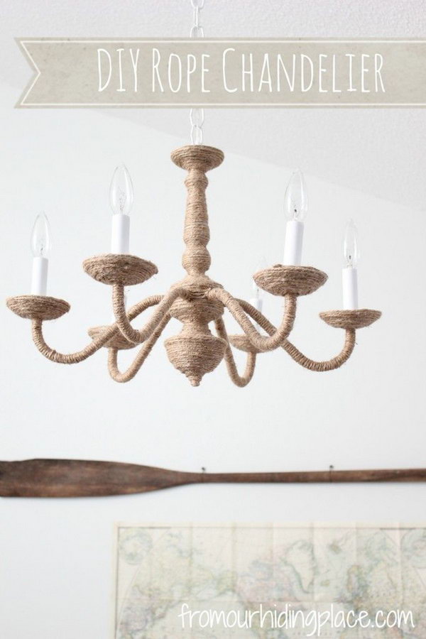 Pottery Barn and West Elm Inspired DIY Rope Chandelier 
