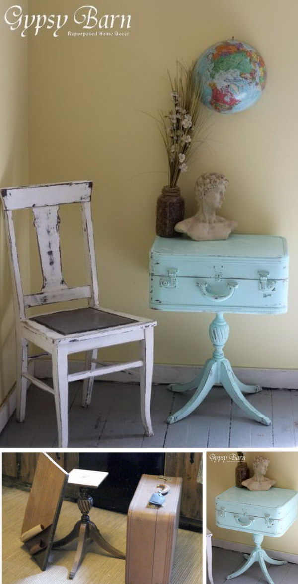 DIY Shabby Chic Turquoise Trunk Makeover 