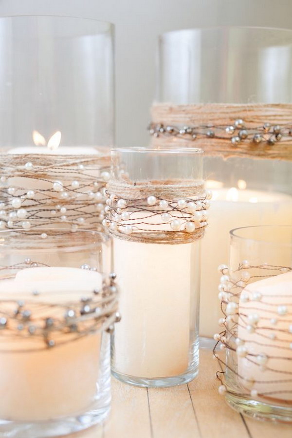 Pearl Beads On Wire Garland With Natural Jute Twine Wedding Centerpieces 