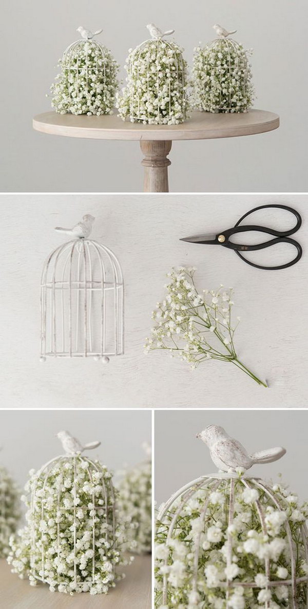 DIY Birdcage With Baby's Breath Centerpiece 