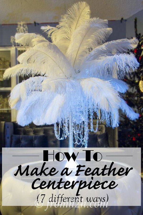 DIY Feather Centerpieces With Crystal 