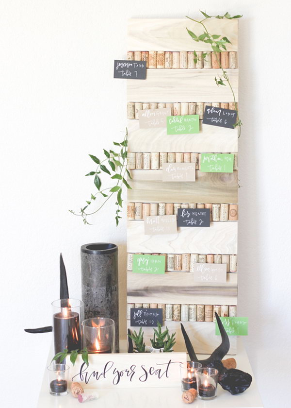 Wine Cork Escort Card Display for Wedding 