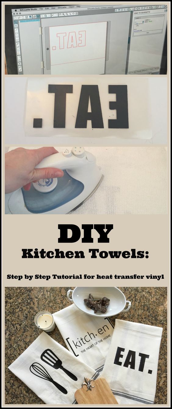 DIY Custom Kitchen Towels Using a Heat Transfer Image. 