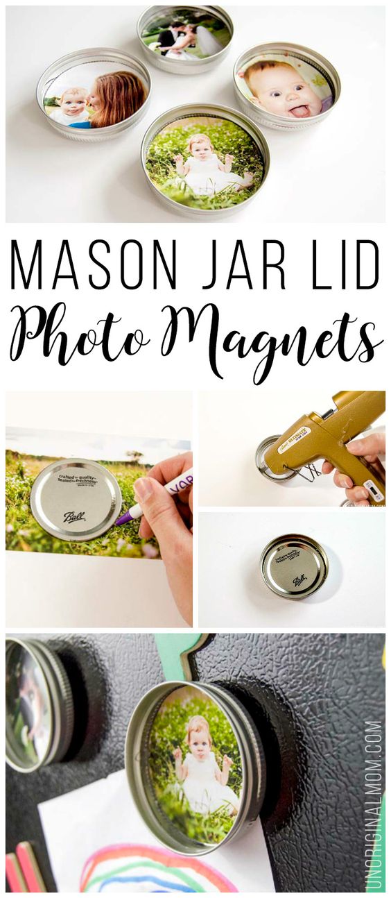 Upcycled Mason Jar Lid Magnets. 