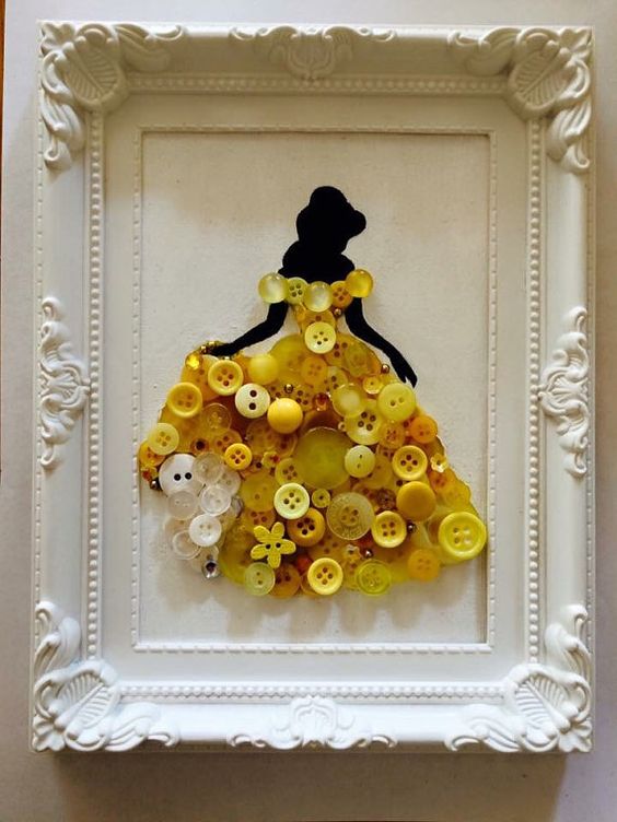 Disney Princess Framed Button Canvas. 