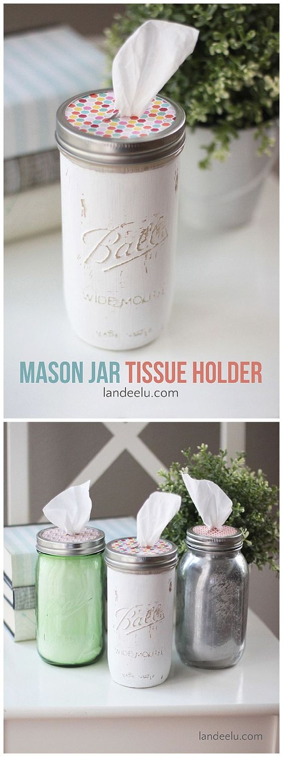 Mason Jar Tissue Holder. 
