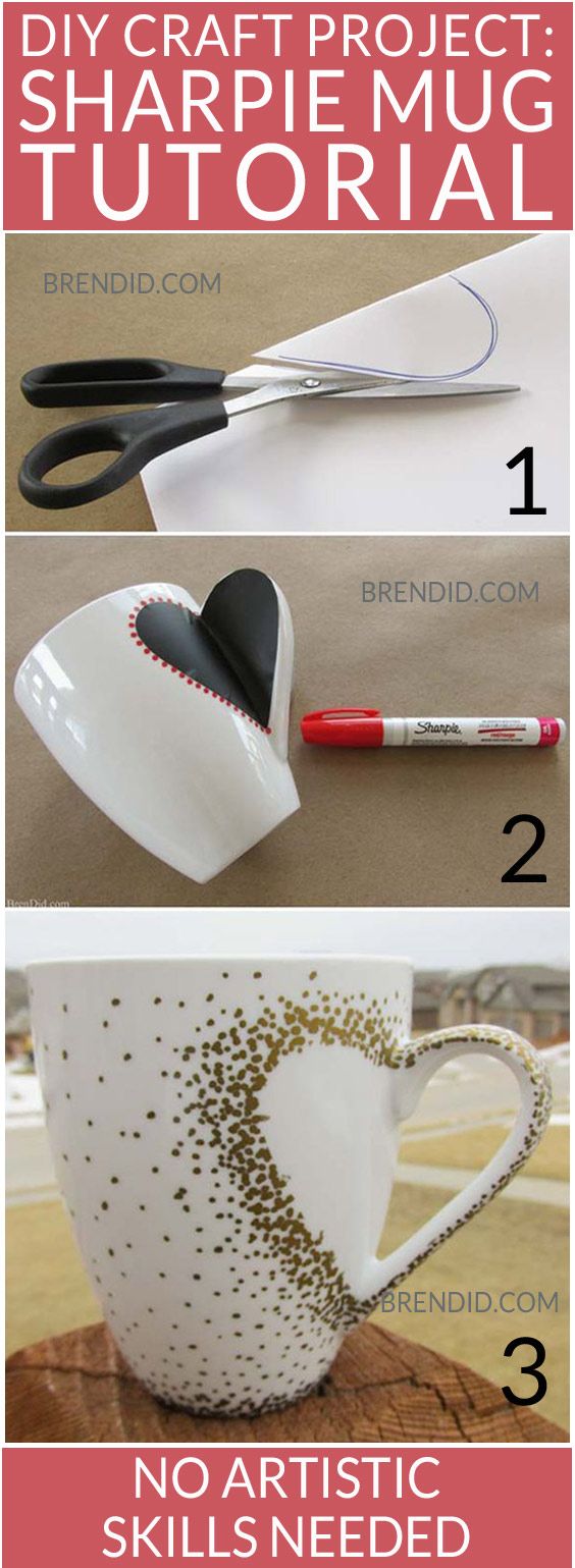 DIY Heart Handle Mugs. 