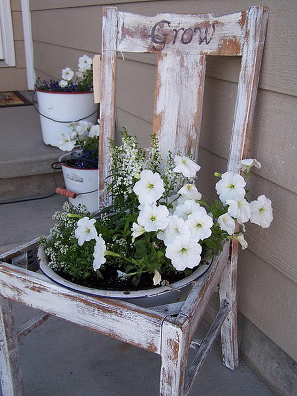 Turn Old Chairs into Beautiful Flower Beds and Planters. 