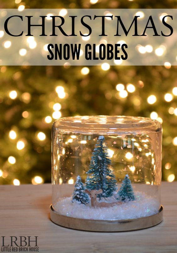 DIY Christmas Snow Globes Made Out Of Candle Jars. 