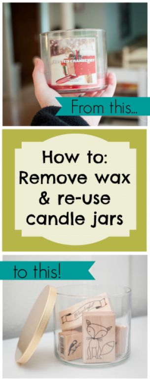 Reuse candle jars and wax to get the most bang for you buck from store bought candles. 