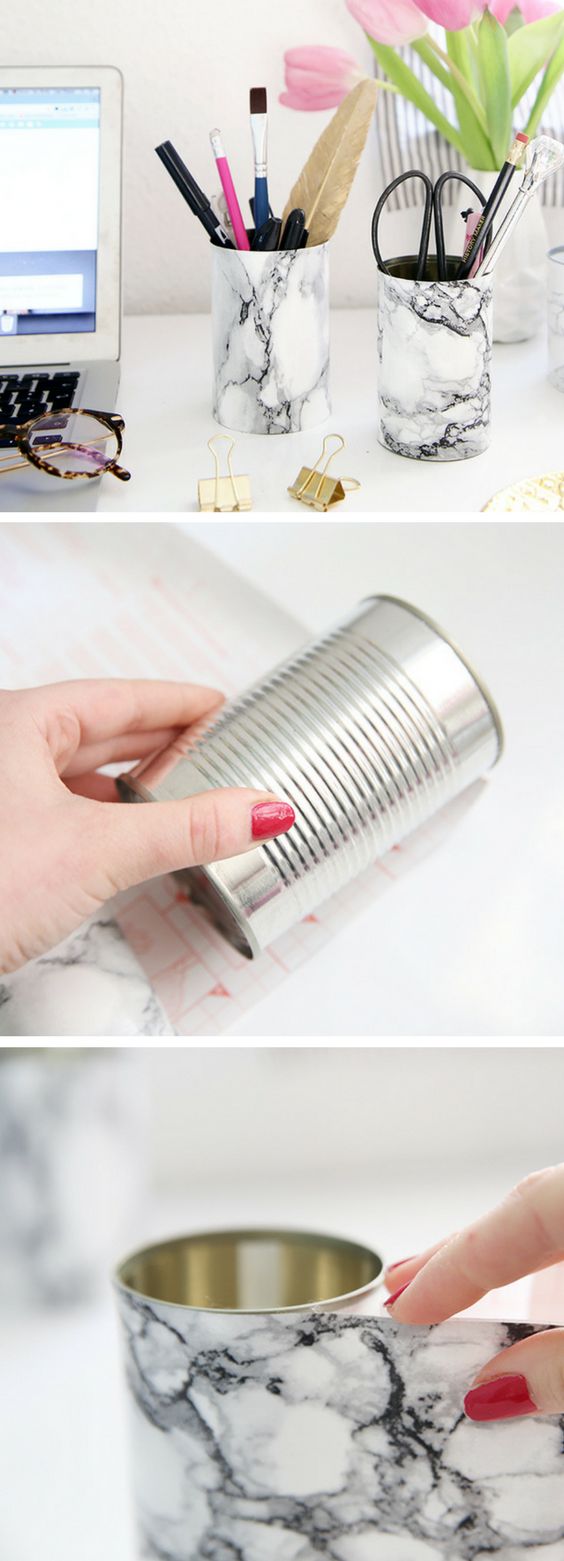 Easy DIY Marble Pencil Holder. 