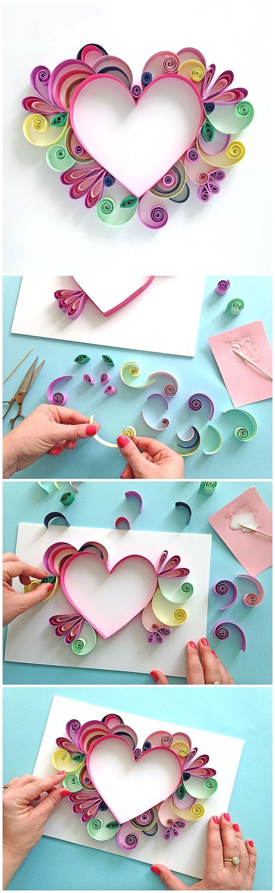 Heart Shaped Quilling Paper Craft. 
