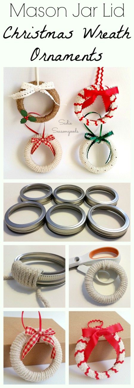 Mason Jar Lid Wreath Ornaments. 