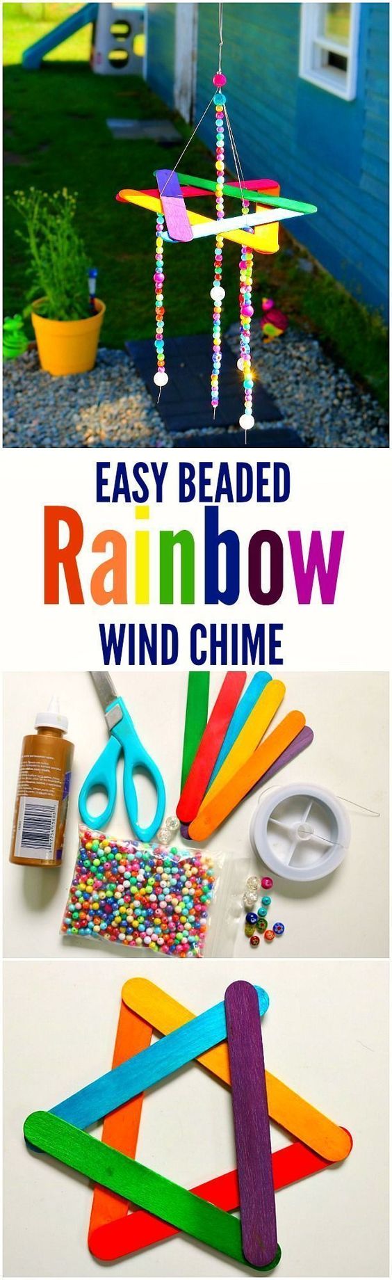 Easy Beaded Rainbow Wind Chime. 