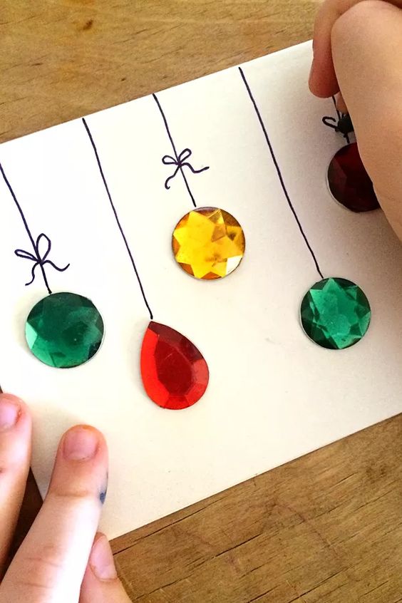 Easy DIY Gemstones Christmas Card. 