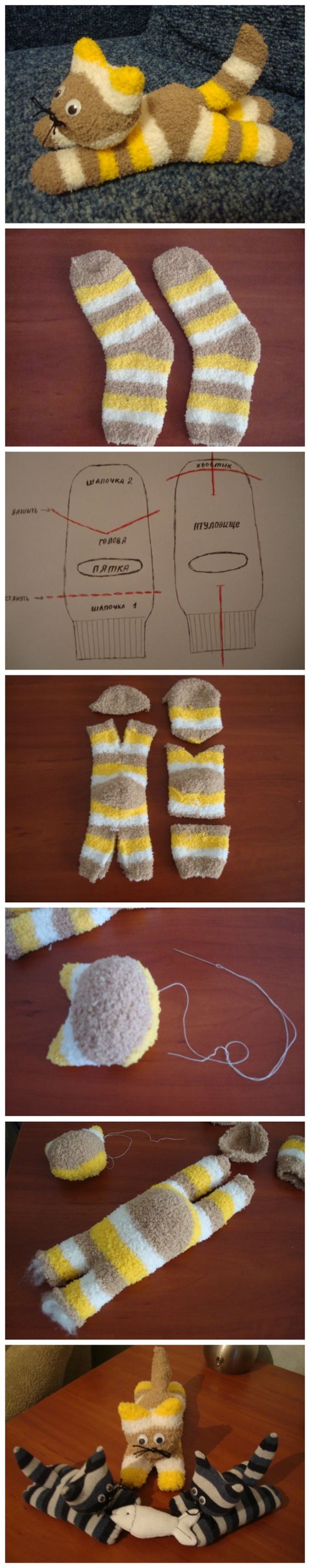 DIY Cute Sock Kitten. 