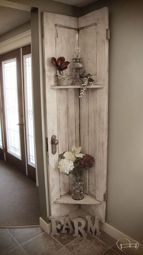 Turn Your Old Barn Door Into A Rustic Shelf. 