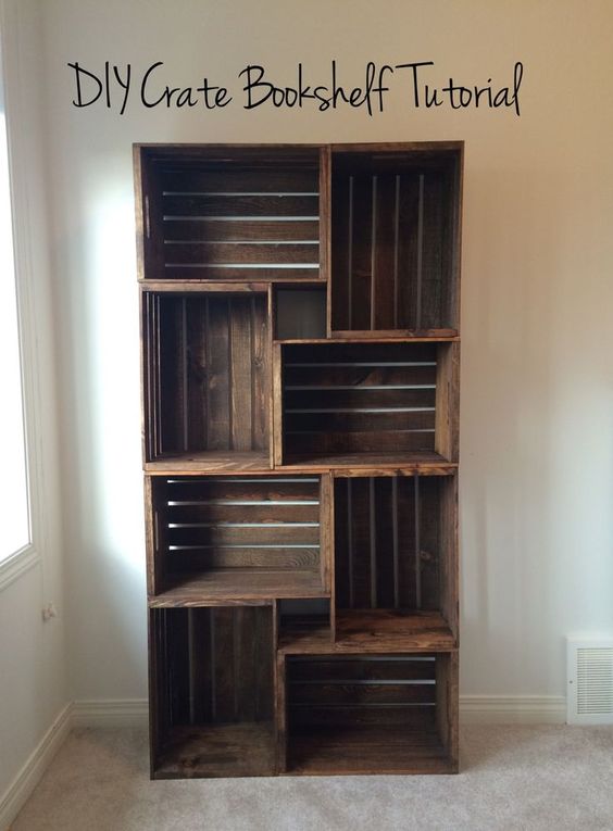 DIY Crate Bookshelf. 