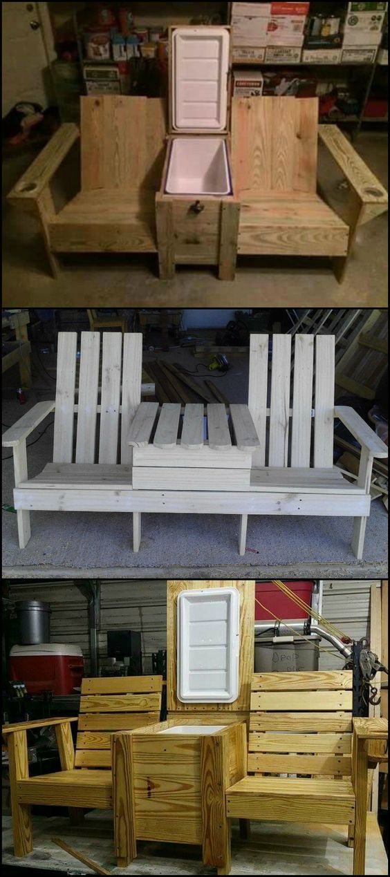 Build a double chair bench with table for your backyard, patio or deck. 