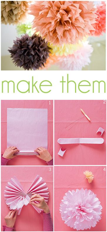 Tissue Paper Pom Poms. 