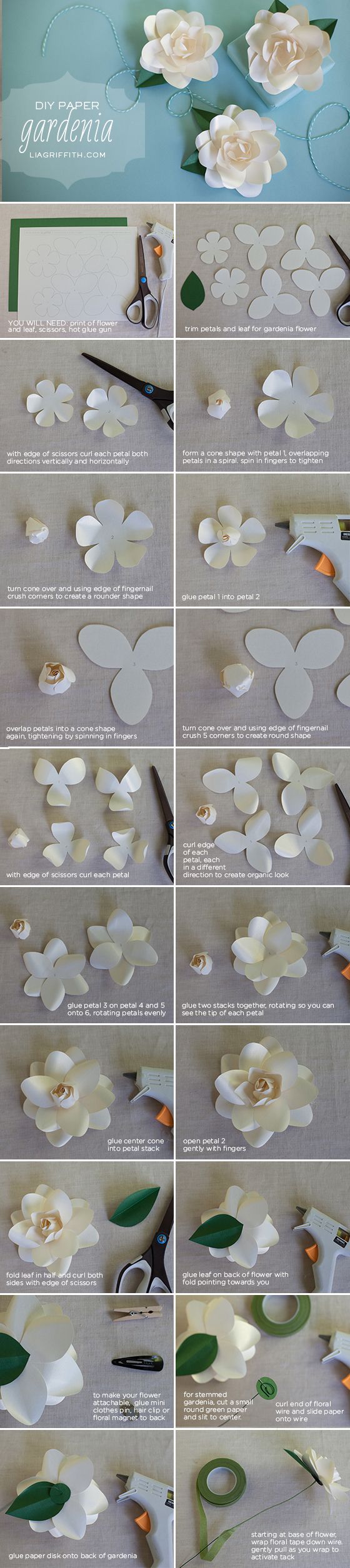 DIY Metallic Paper Gardenia. 