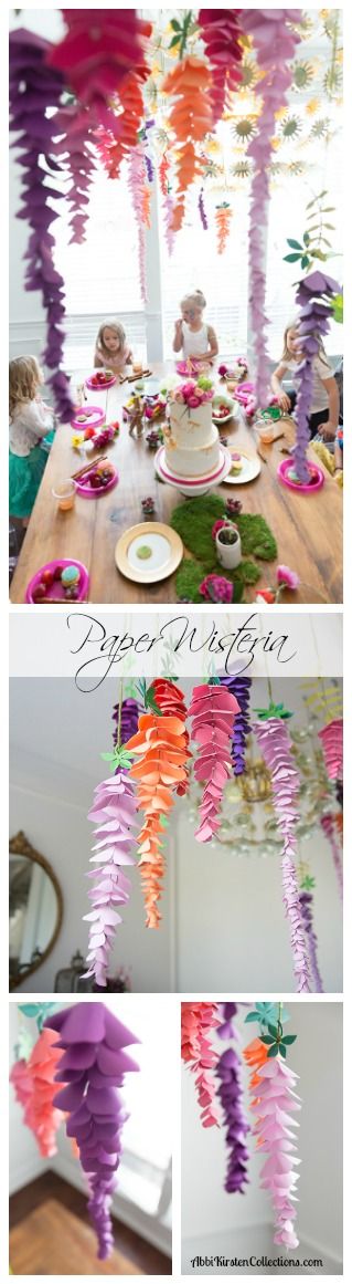 DIY Paper Flower Hanging Wisteria. 