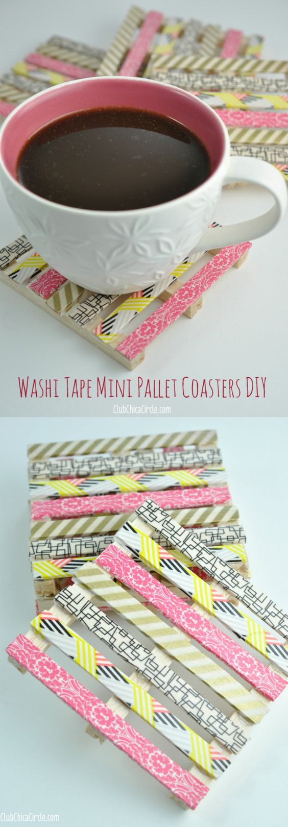 Washi Tape Mini Wood Pallet DIY Coasters. 