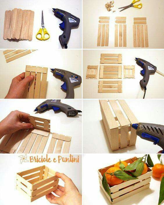DIY Mini Pallet Crate Made Out Of Popsicle Sticks. 