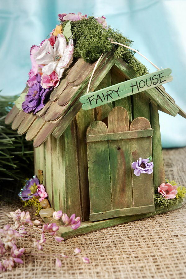 Popsicle Stick Fairy House. 