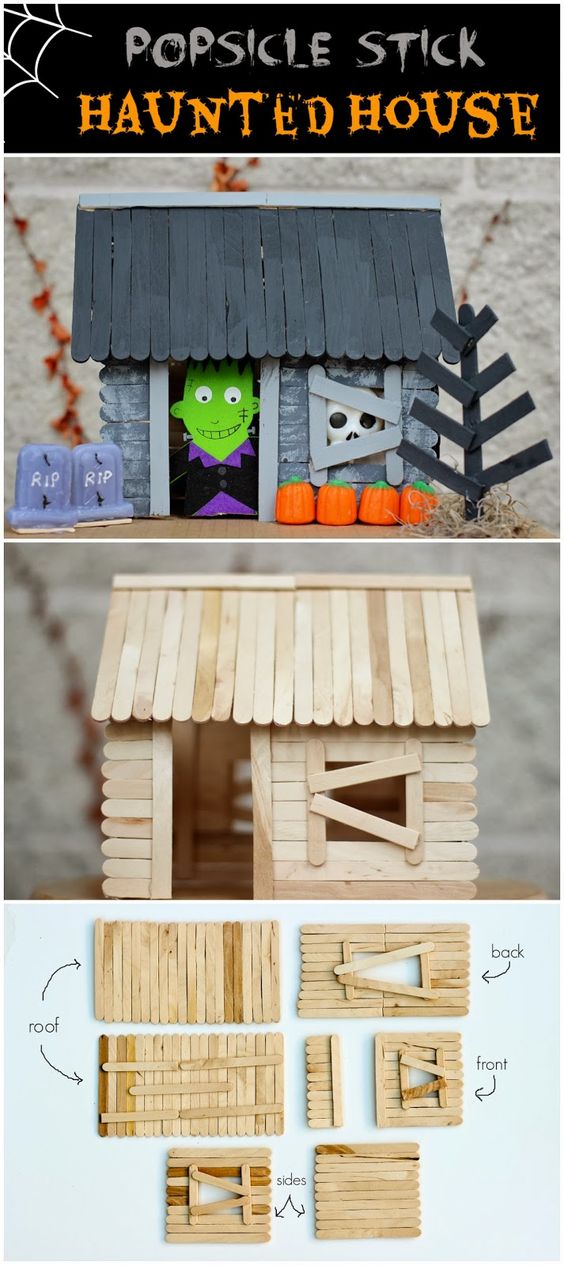 Popsicle Stick Haunted House. 