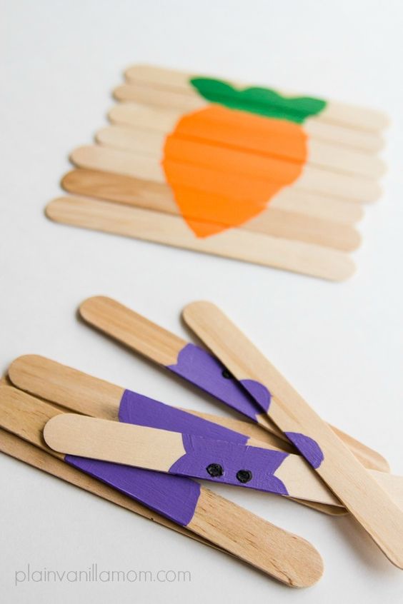 DIY Craft Stick Easter Puzzles. 