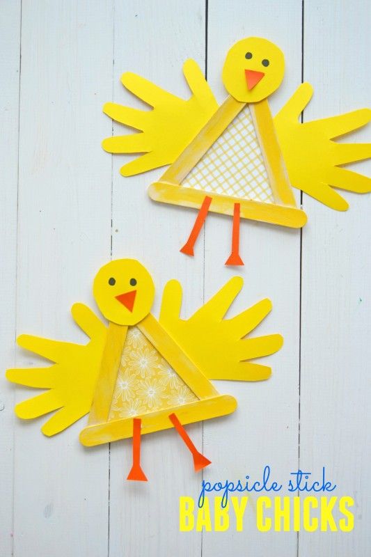 Crafty Popsicle Stick Baby Chick for Spring. 
