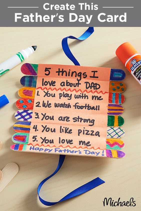 Father's Day Craft Stick Roll Up Card. 
