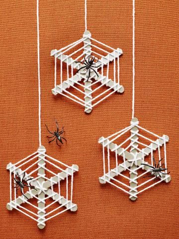 Craft Stick Spider Webs. 