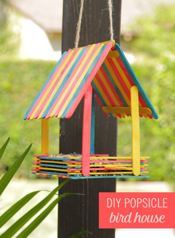 Turn Popsicles into an Adorable Bird House. 