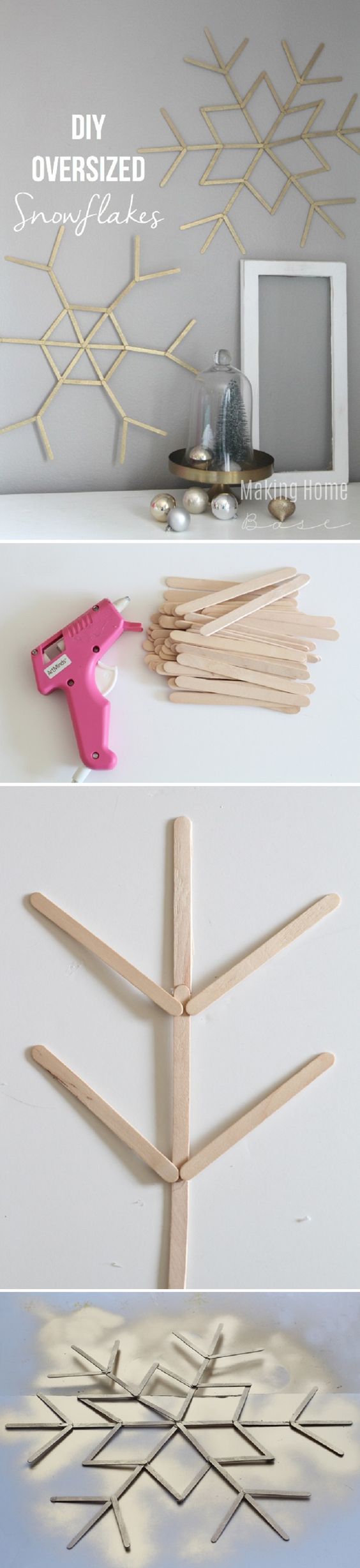 Popsicle Stick Snowflakes. 