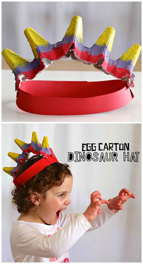Egg Carton Dinosaur Hat. 