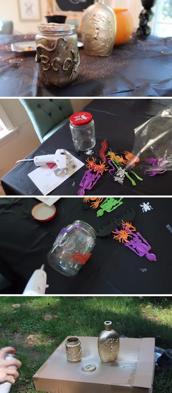 Halloween DIY Mason Jars From The Dollar Tree. 