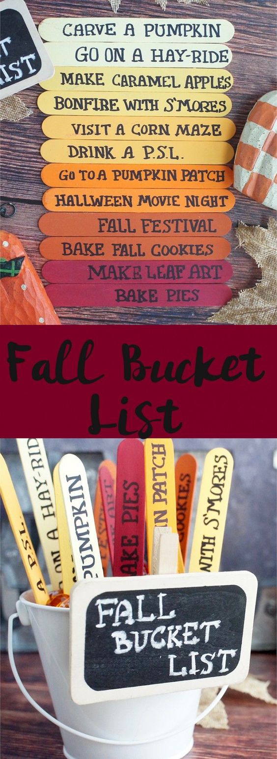 Popsicle Sticks Fall Bucket List. 