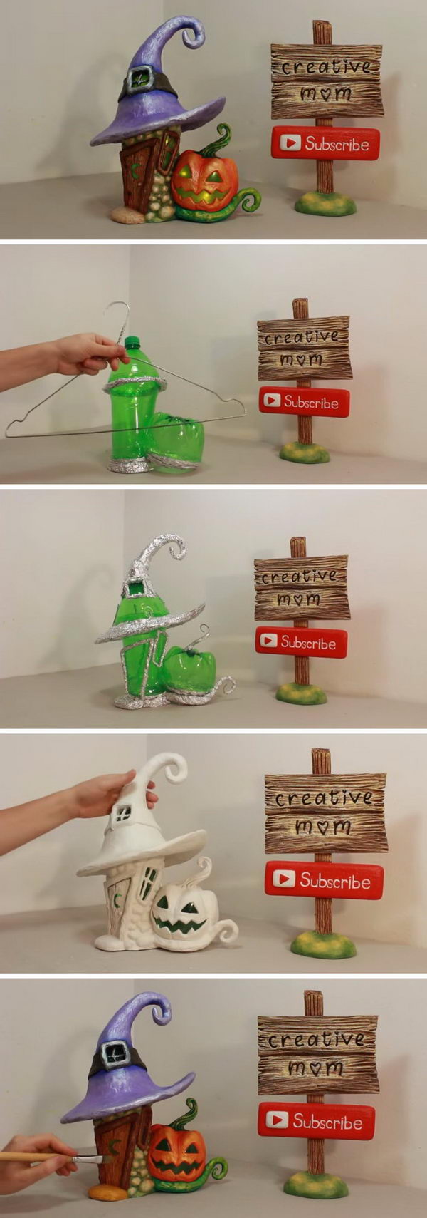 DIY Halloween Fairy House Lamp Using a Plastic Bottle. 