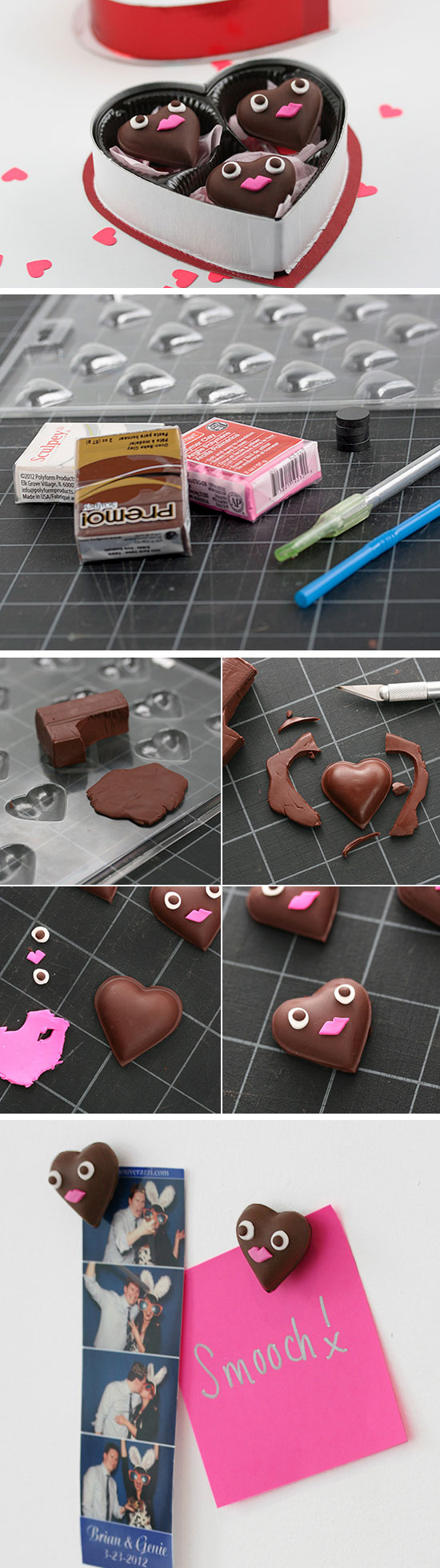Chocolate Heart Magnets. 